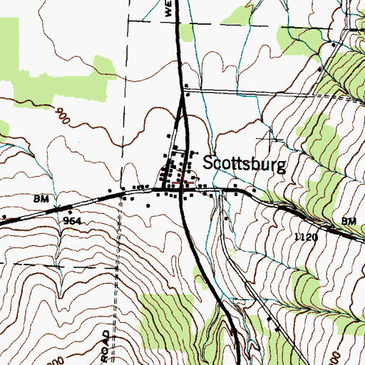Topographic Map of Scottsburg, NY