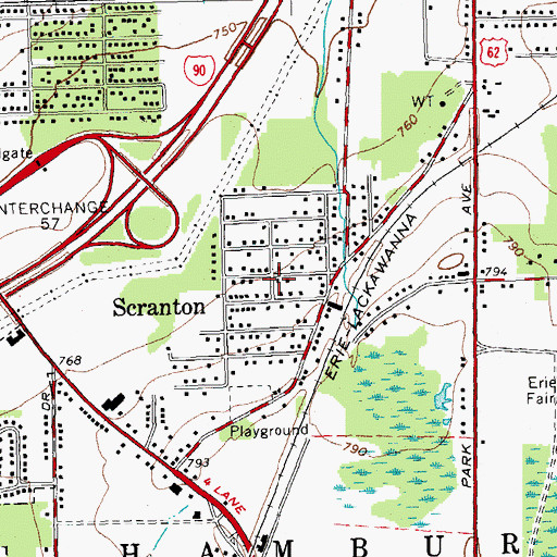 Topographic Map of Scranton, NY