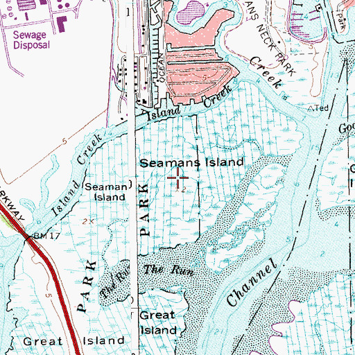 Topographic Map of Seamans Island, NY