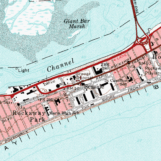 Topographic Map of Seaside, NY
