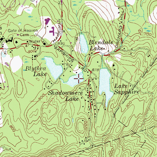 Topographic Map of Shadowmere Lake, NY