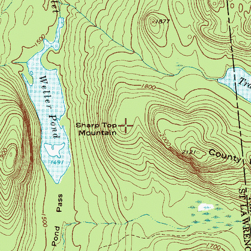 Topographic Map of Sharp Top Mountain, NY
