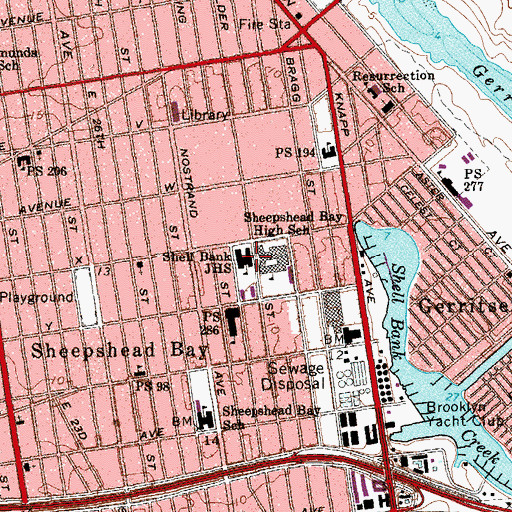 Topographic Map of Intermediate School 14, NY