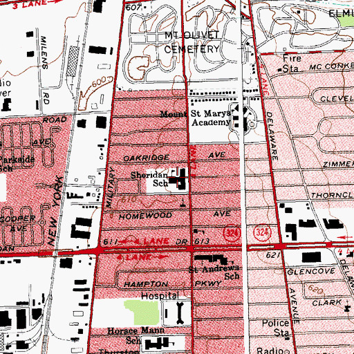 Topographic Map of Sheridan School, NY