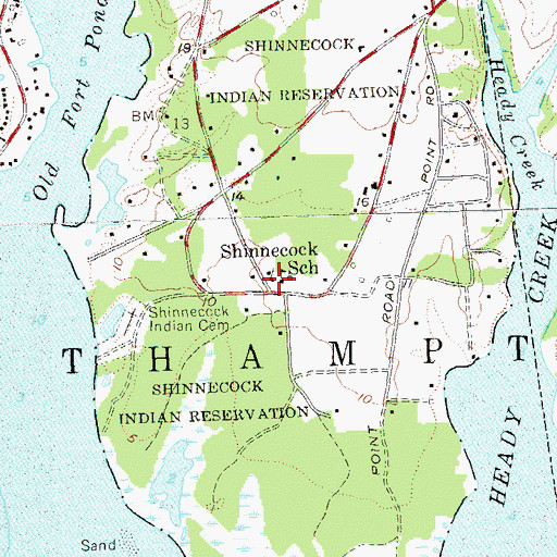 Topographic Map of Shinnecock School, NY