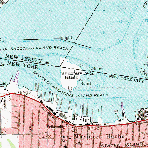 Topographic Map of Shooters Island, NY