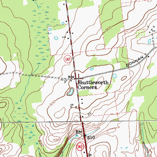 Topographic Map of Shuttleworth Corners, NY