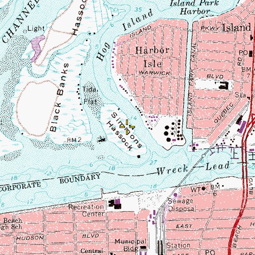 Topographic Map of Simmons Hassock, NY