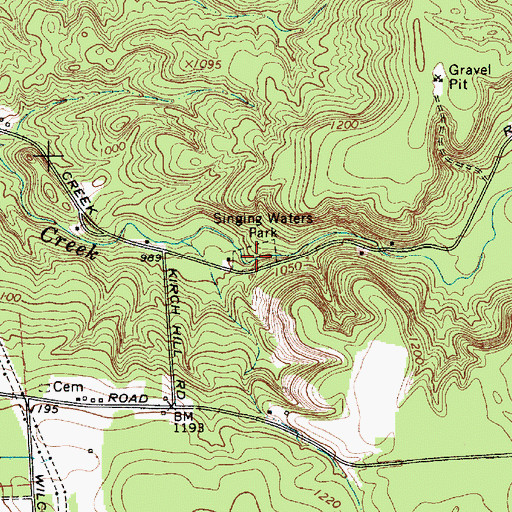 Topographic Map of Singing Waters Park, NY