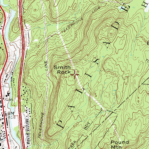 Topographic Map of Smith Rock, NY
