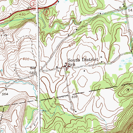 Topographic Map of South District School, NY