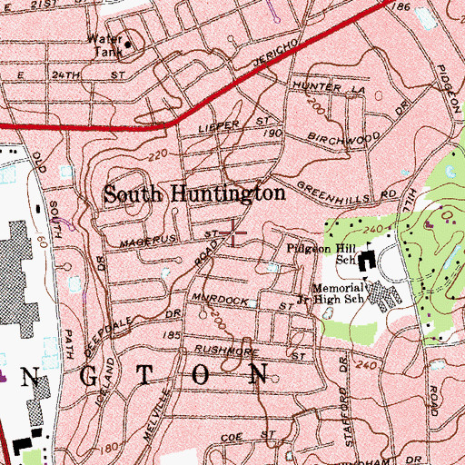 Topographic Map of South Huntington, NY