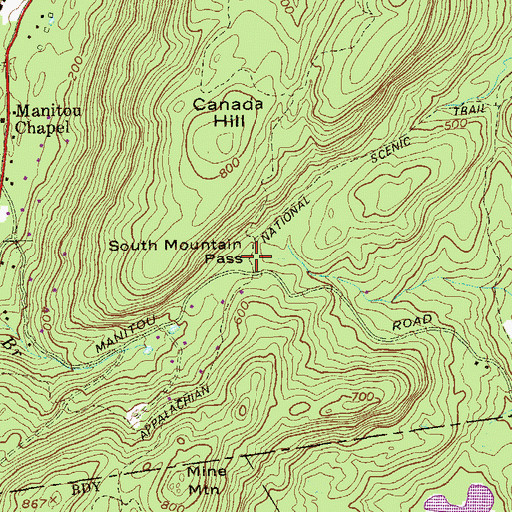 Topographic Map of South Mountain Pass, NY