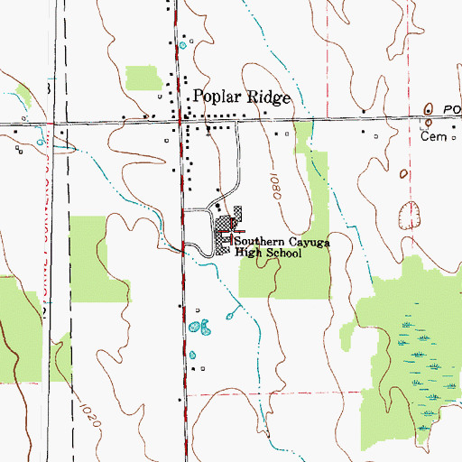 Topographic Map of Southern Cayuga High School, NY