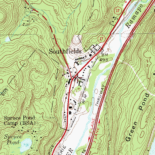 Topographic Map of Southfields, NY