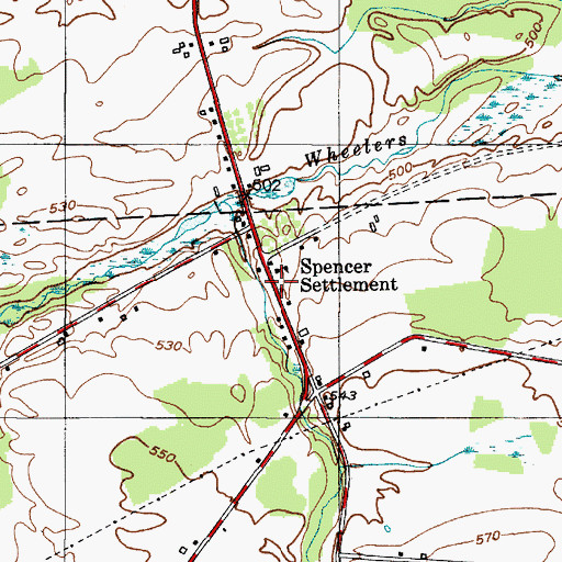 Topographic Map of Spencer Settlement, NY