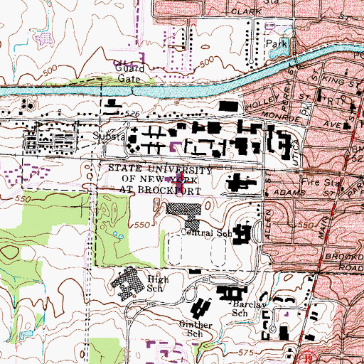 Topographic Map of State University of New York College at Brockport, NY