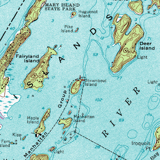 Topographic Map of Steamboat Island, NY