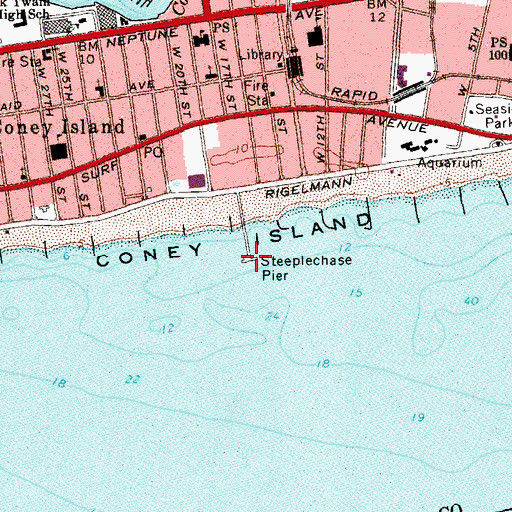 Topographic Map of Steeplechase Pier, NY