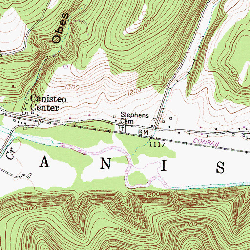Topographic Map of Stephens Cemetery, NY