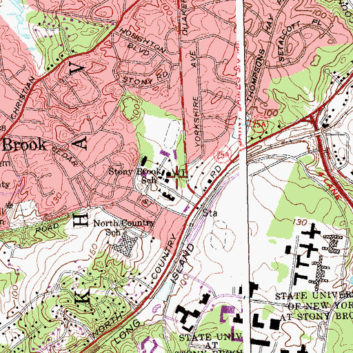 Topographic Map of Stony Brook School, NY
