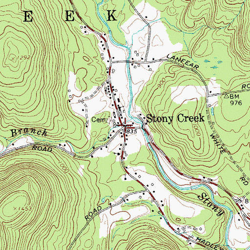 Topographic Map of Stony Creek, NY