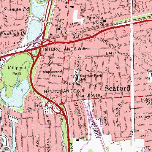 Topographic Map of Sunrise Park School, NY