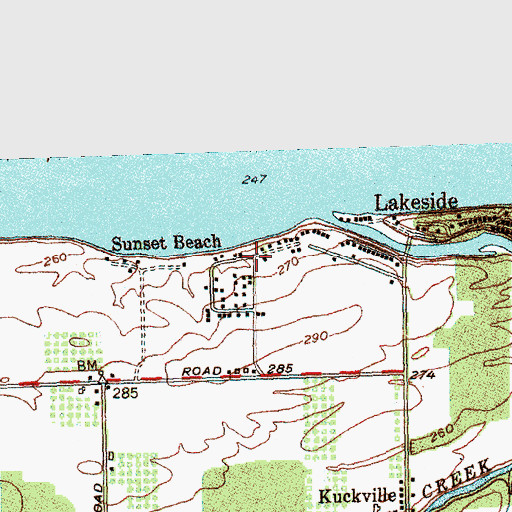 Topographic Map of Sunset Beach, NY
