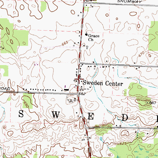 Topographic Map of Sweden Center, NY