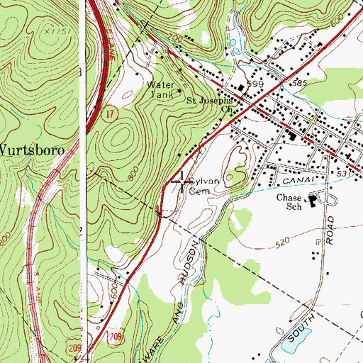 Topographic Map of Sylvan Cemetery, NY