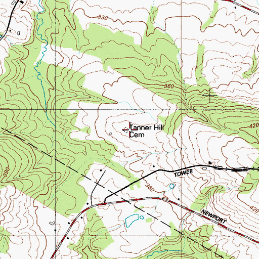 Topographic Map of Tanner Hill Cemetery, NY