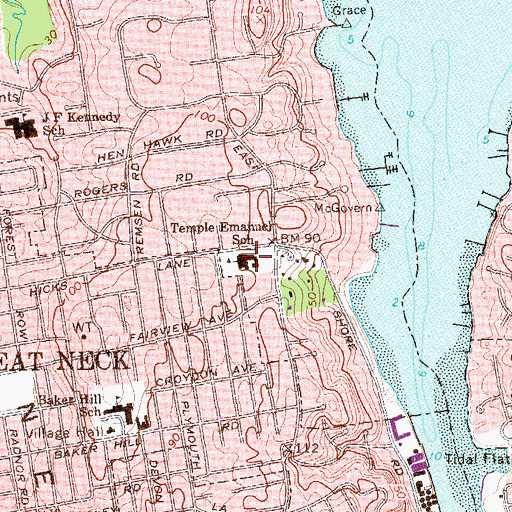 Topographic Map of Temple Emanuel School, NY