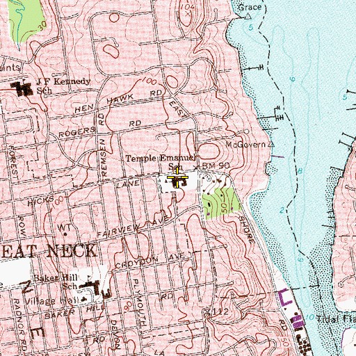 Topographic Map of Temple Emanuel School, NY
