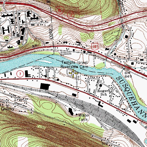 Topographic Map of Temple Israel Riverside Cemetery, NY
