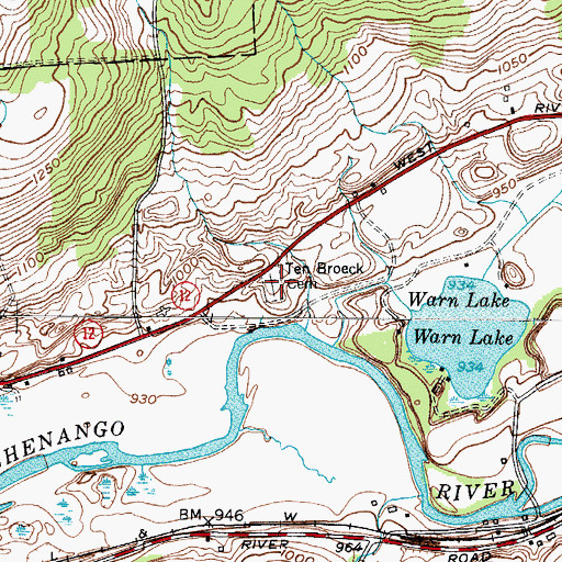 Topographic Map of Ten Broeck Cemetery, NY