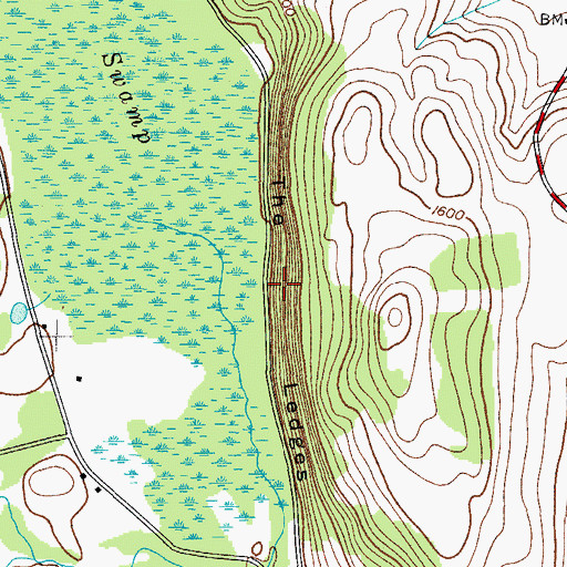 Topographic Map of The Ledges, NY