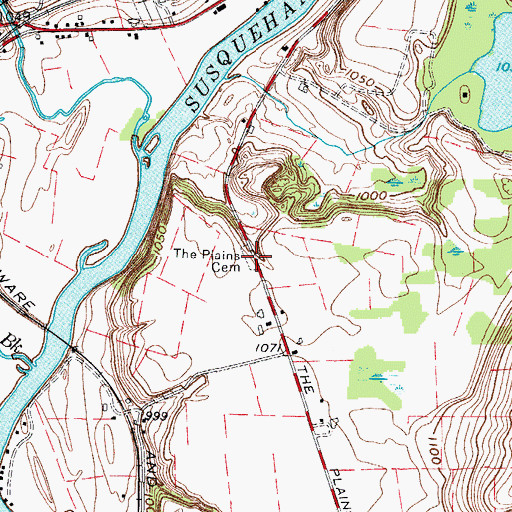 Topographic Map of Nineveh Plains Cemetery, NY