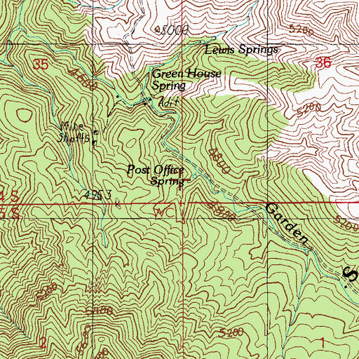 Topographic Map of Post Office Spring, AZ