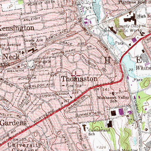 Topographic Map of Thomaston, NY