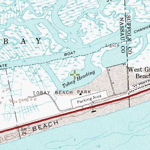Topographic Map of Tobay Heading, NY