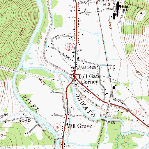 Topographic Map of Toll Gate Corner, NY