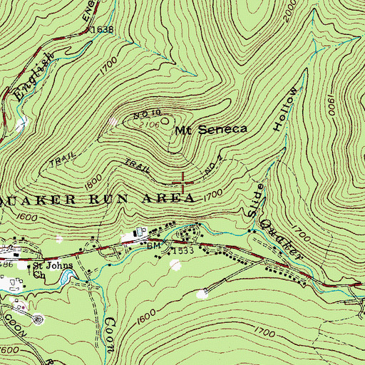 Topographic Map of Trail Number 2, NY