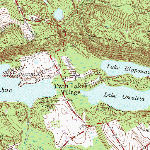 Topographic Map of Twin Lakes Village, NY