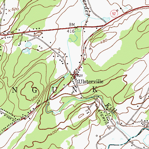Topographic Map of Ulsterville, NY