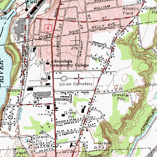 Topographic Map of Union Cemetery, NY