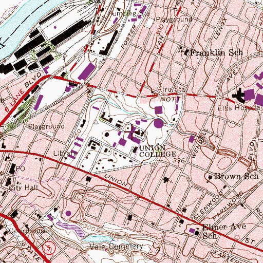 Topographic Map of Union College, NY