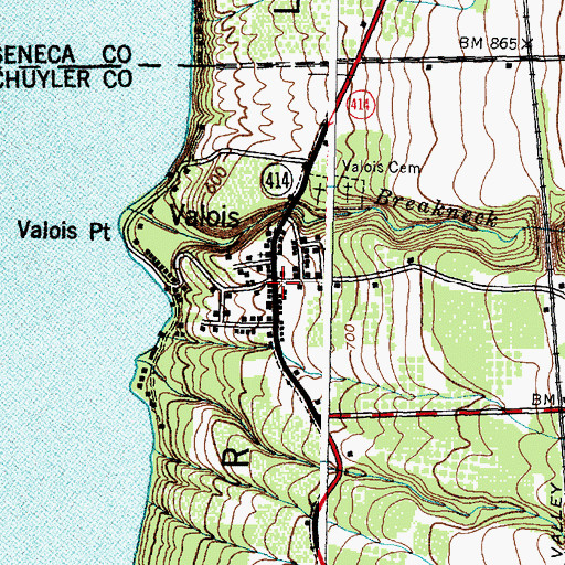 Topographic Map of Valois, NY