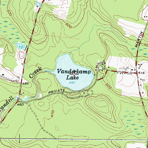 Topographic Map of Vanderkamp Lake, NY
