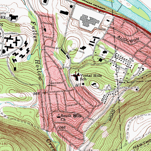 Topographic Map of Vestal Hills School, NY