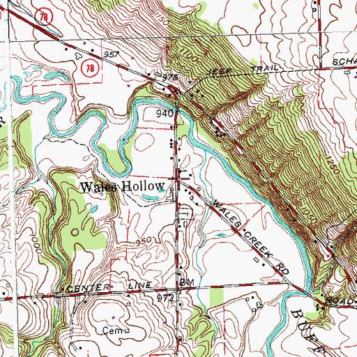 Topographic Map of Wales Hollow, NY